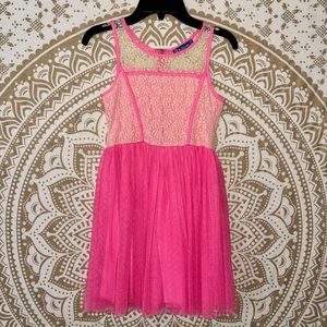 GIRLS “TRULY ME BY SARA SARA” PINK DRESS WITH THE MOST BEAUTIFUL LACE, SIZE 8